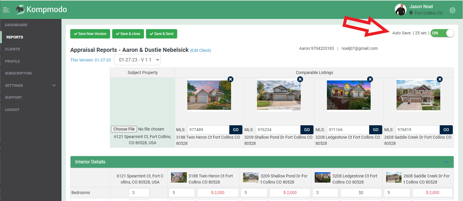 comparable analysis report auto save